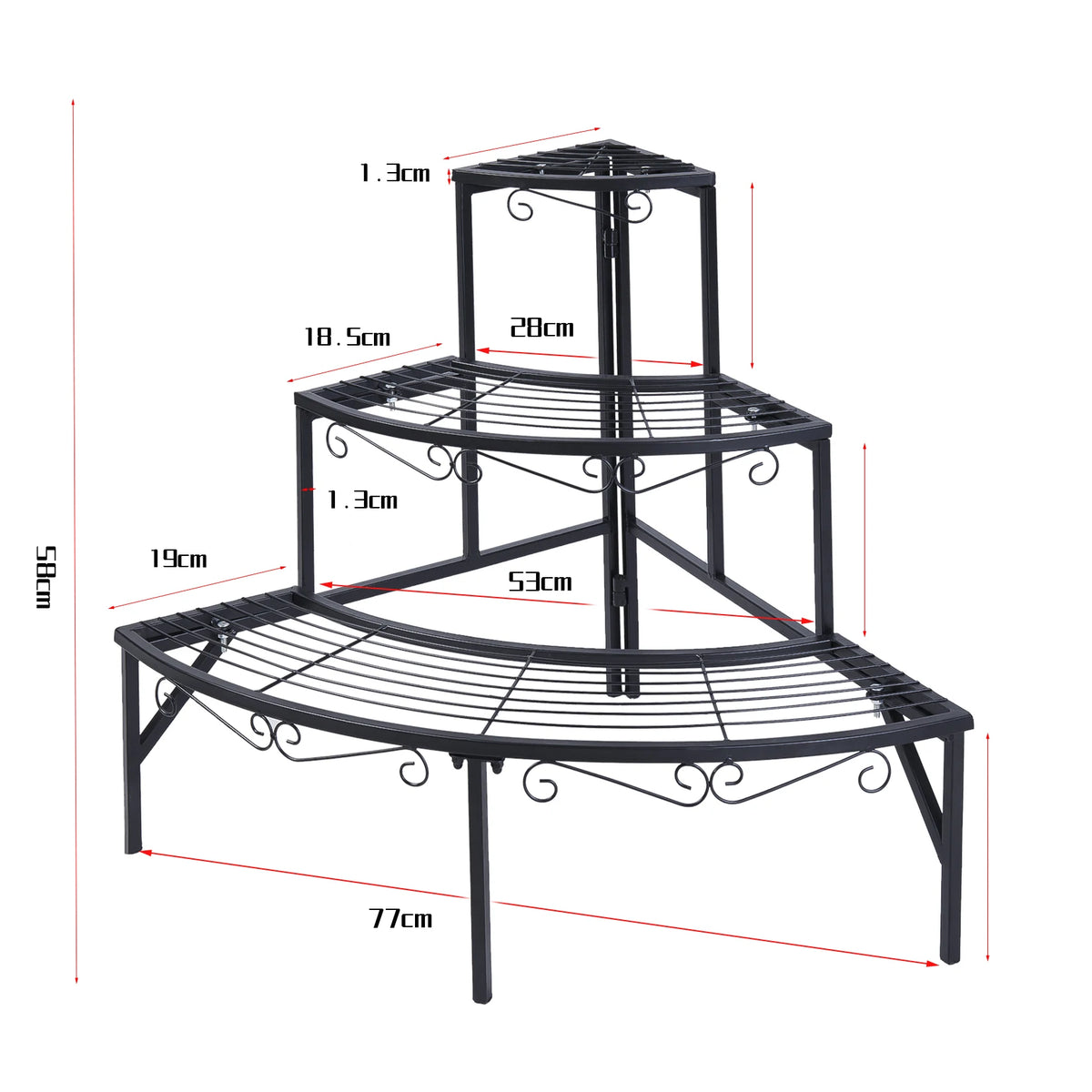 Three Tier Metal Corner Plant Stand For Indoor And Outdoor
