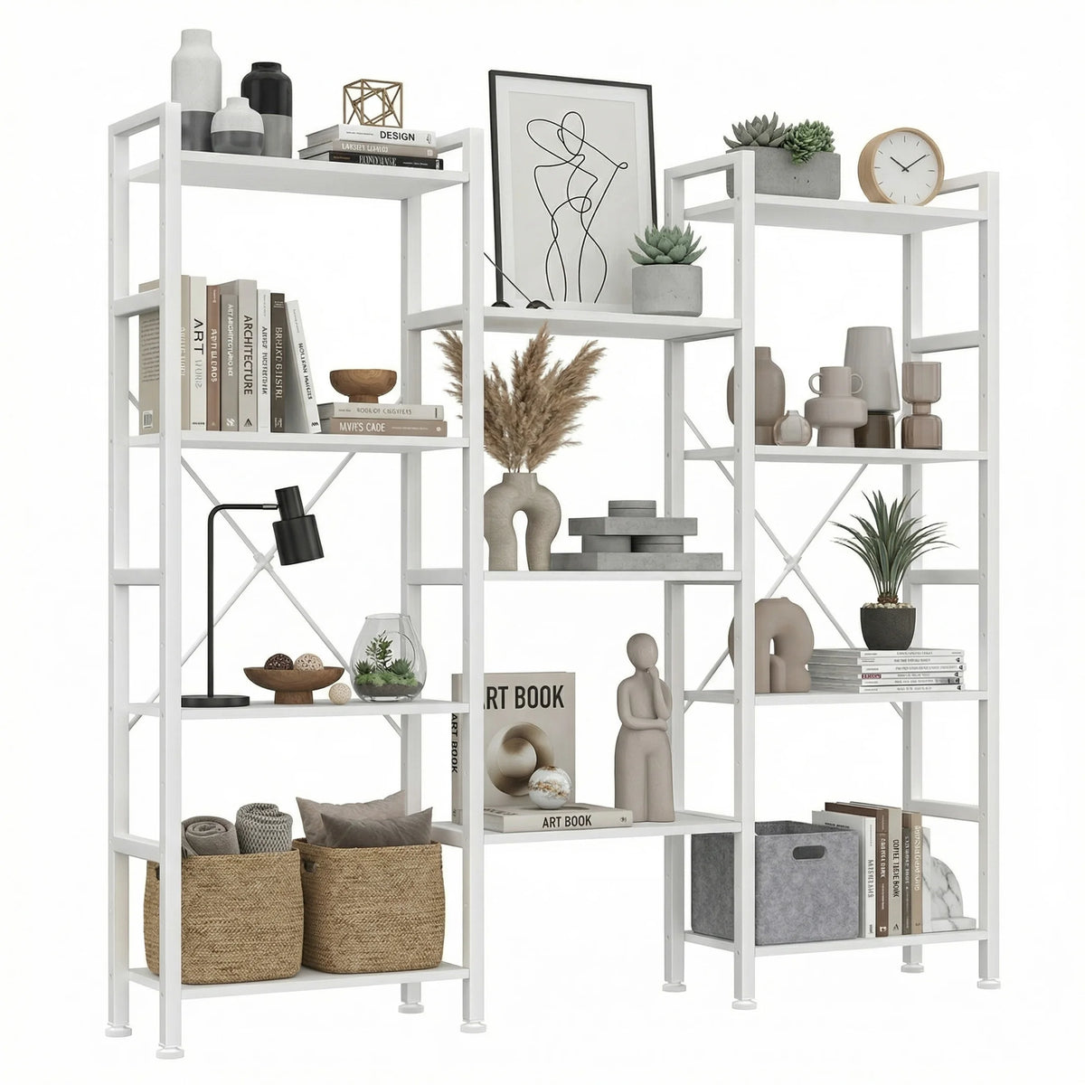 Four Tier Metal Bookshelf For Modern Home Storage And Display