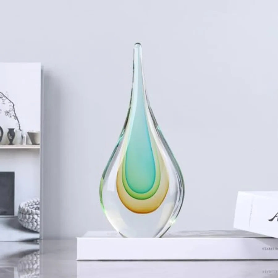 Modern Hand Blown Glass Sculpture Paperweight For Office Desk Decor