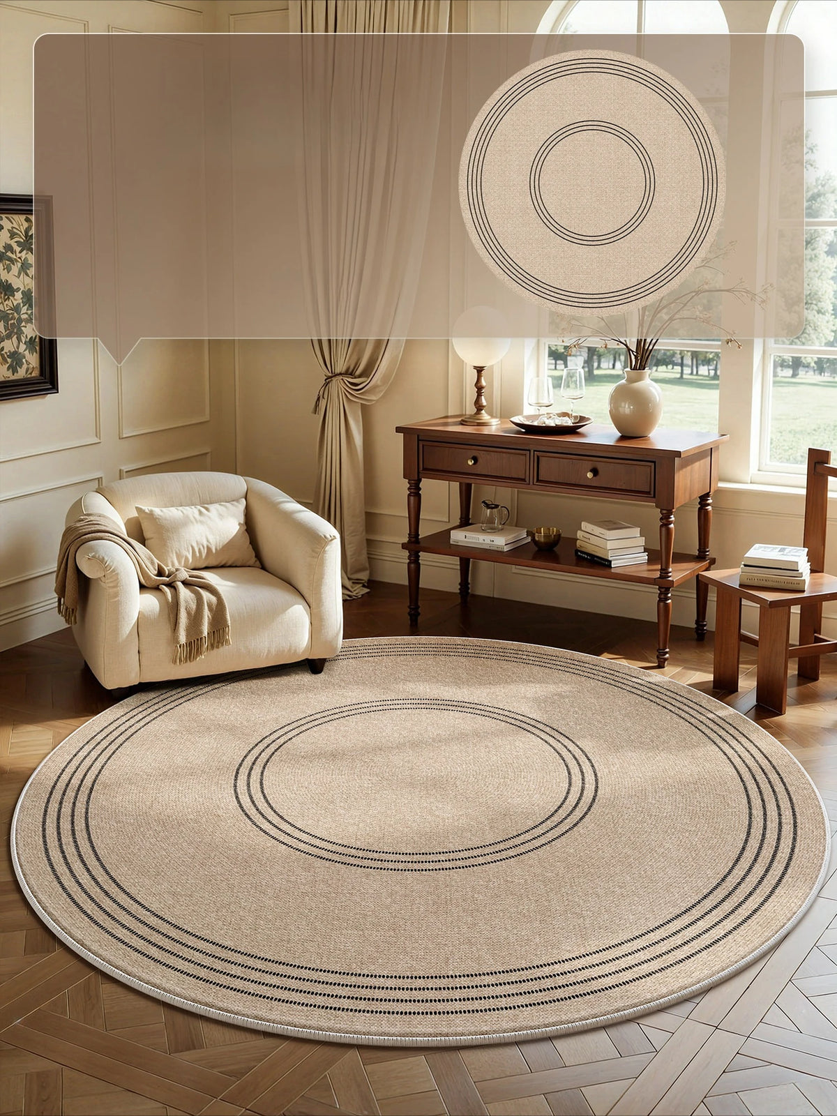 French Style Round Plush Carpet For Bedroom And Living Room