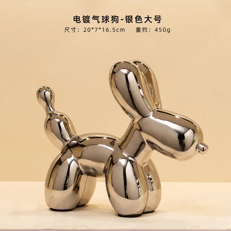 Ceramic Balloon Dog Sculpture Figurine Modern Tabletop Home Decor Accent