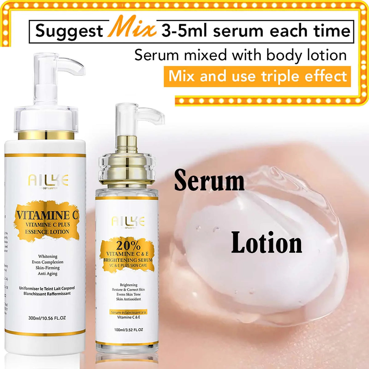 AILKE Vitamin C Set For Brightening And Even Tone Skincare Trio