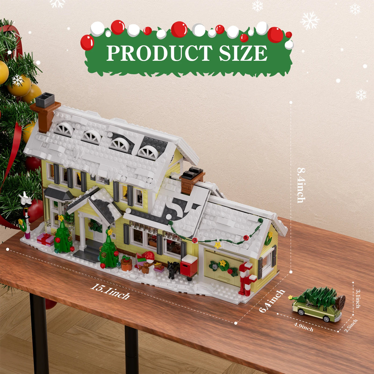 Christmas Snow Village Building Blocks Architecture Model Home Decor