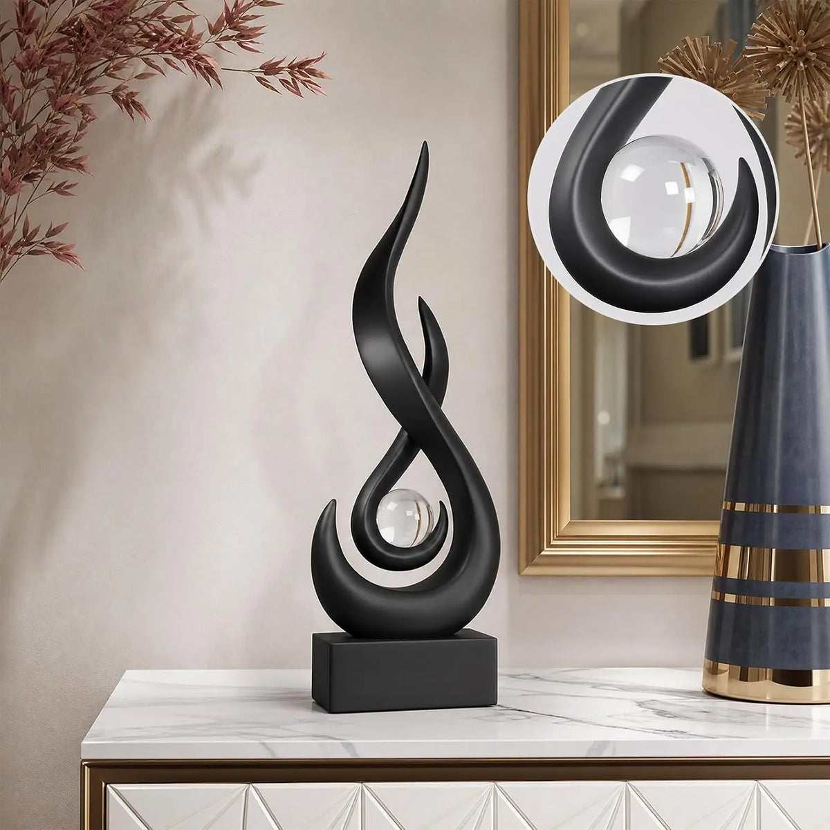 Modern Abstract Flame Sculpture For Stylish Home Office Decor