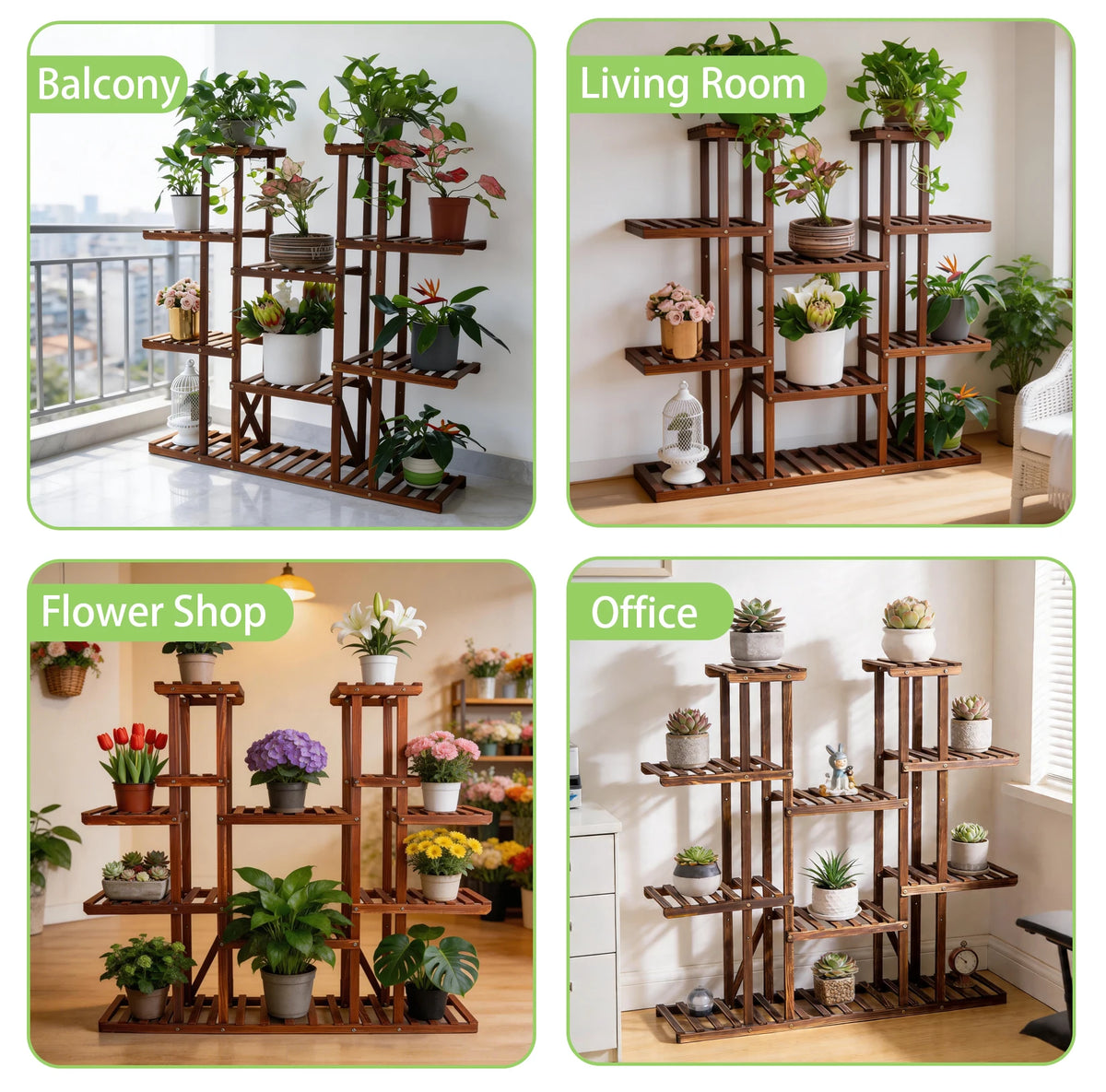 Wisfor Wooden Multi Tier Plant Stand Indoor Outdoor Rack