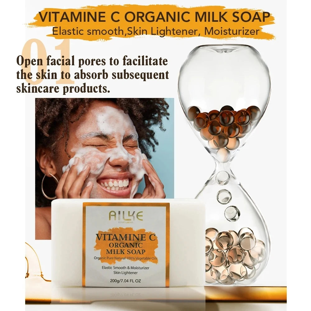 AILKE Vitamin C Organic Milk Soap Bar Face Body Whitening
