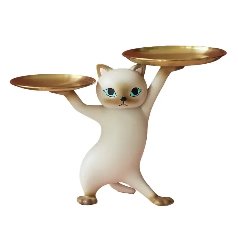 Cartoon Cat Key Holder Alloy Desk Ornament Home Decor Figurine