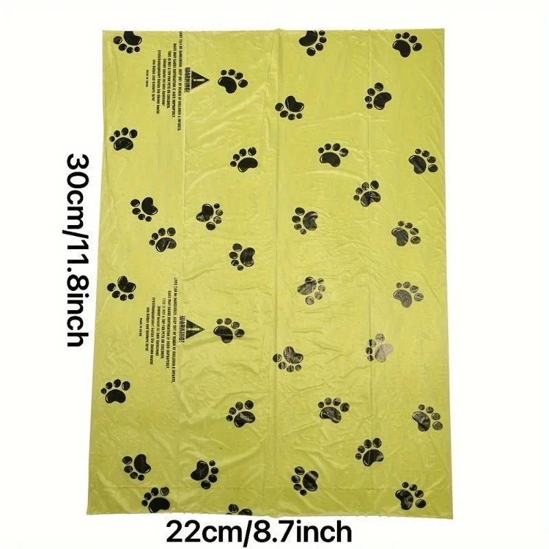10 Pack Paw Print Dog Poop Bags Leak Proof Durable