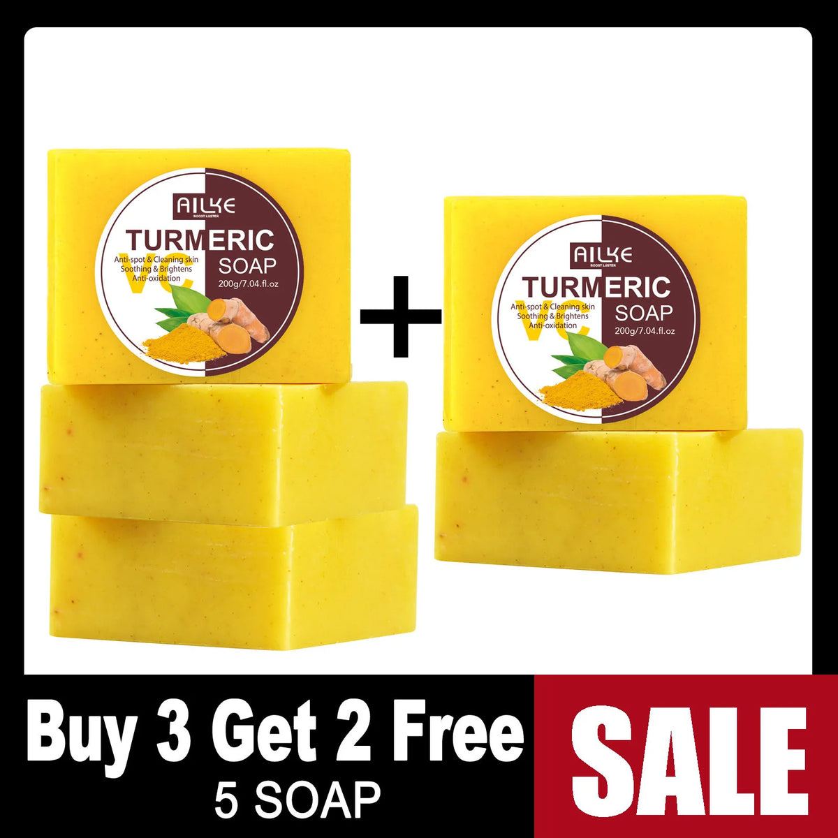 AILKE Natural Turmeric Bath Soap For Brightening And Cleansing