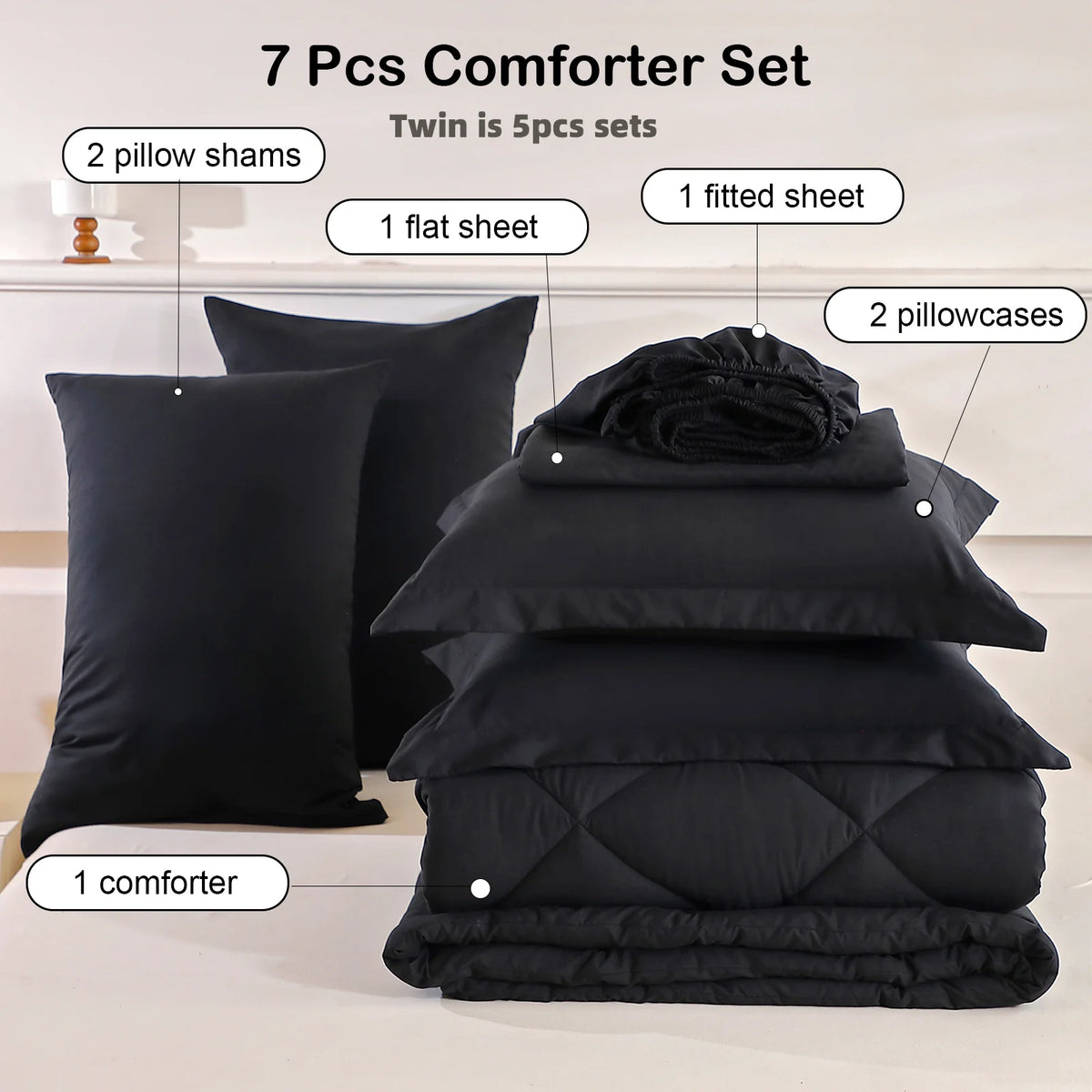 EasYum Soft Brushed Polyester Comforter And Sheets Bedding Set