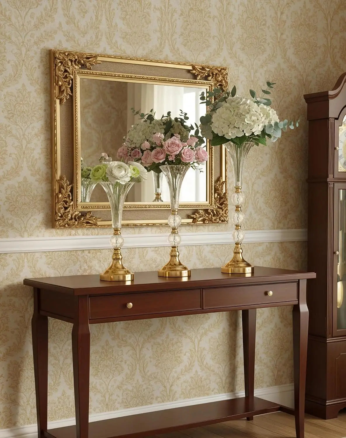 Vincigant Acrylic Trumpet Centerpiece Vases With Metal Base