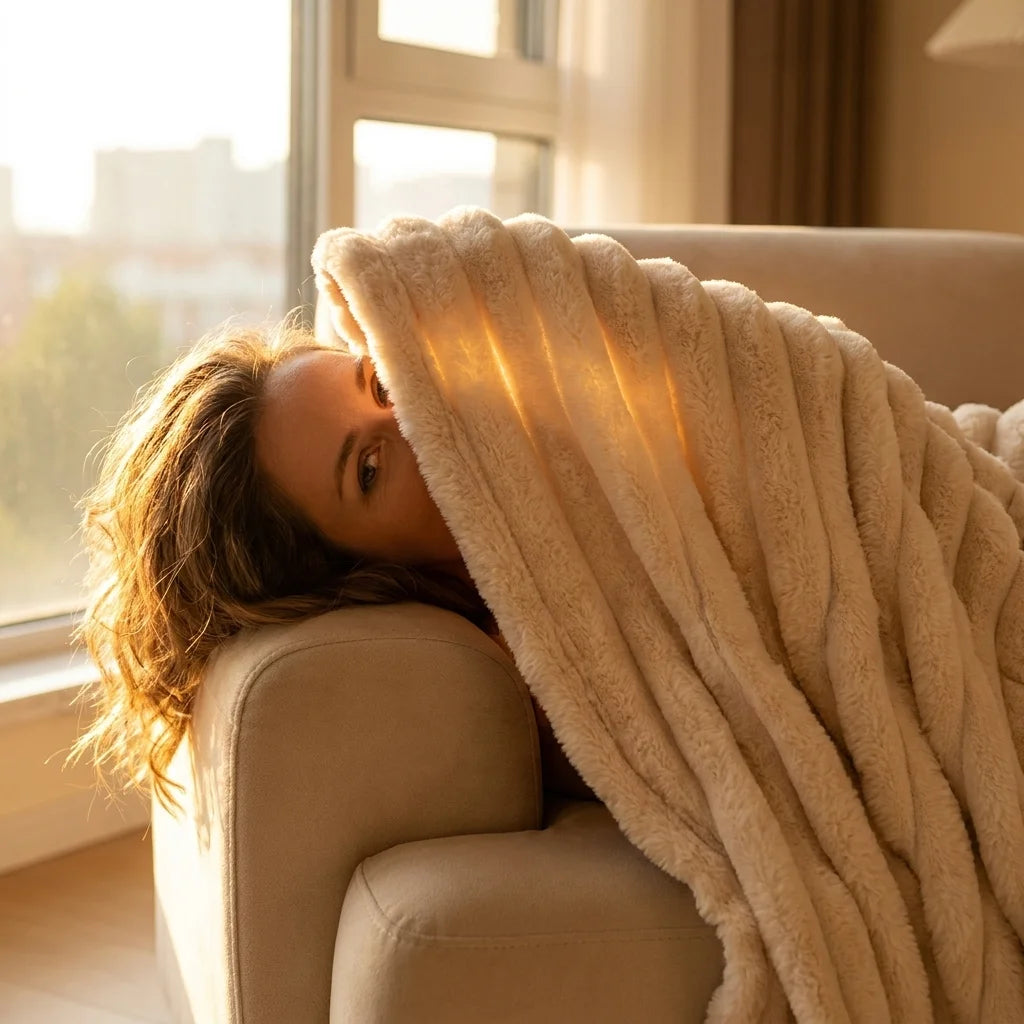 Thick Coral Fleece Striped Blanket For Bed And Couch