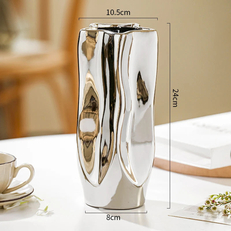 Luxury Electroplated Ceramic Vase for Elegant Flower Arrangements and Decor