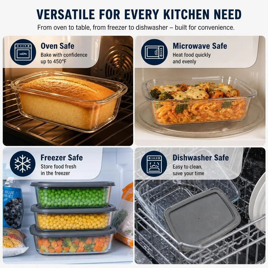 Glass Loaf Pan With Lid For Baking Storing And Serving