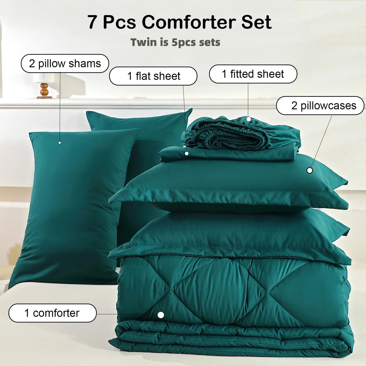 EasYum Soft Brushed Polyester Comforter And Sheets Bedding Set