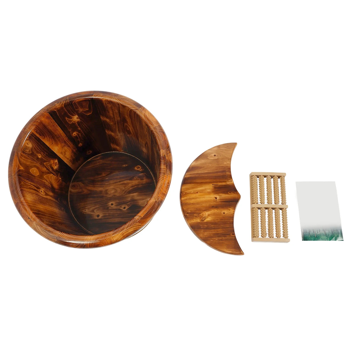 Natural Solid Wood Foot Bath Featuring Integrated Massaging Beads