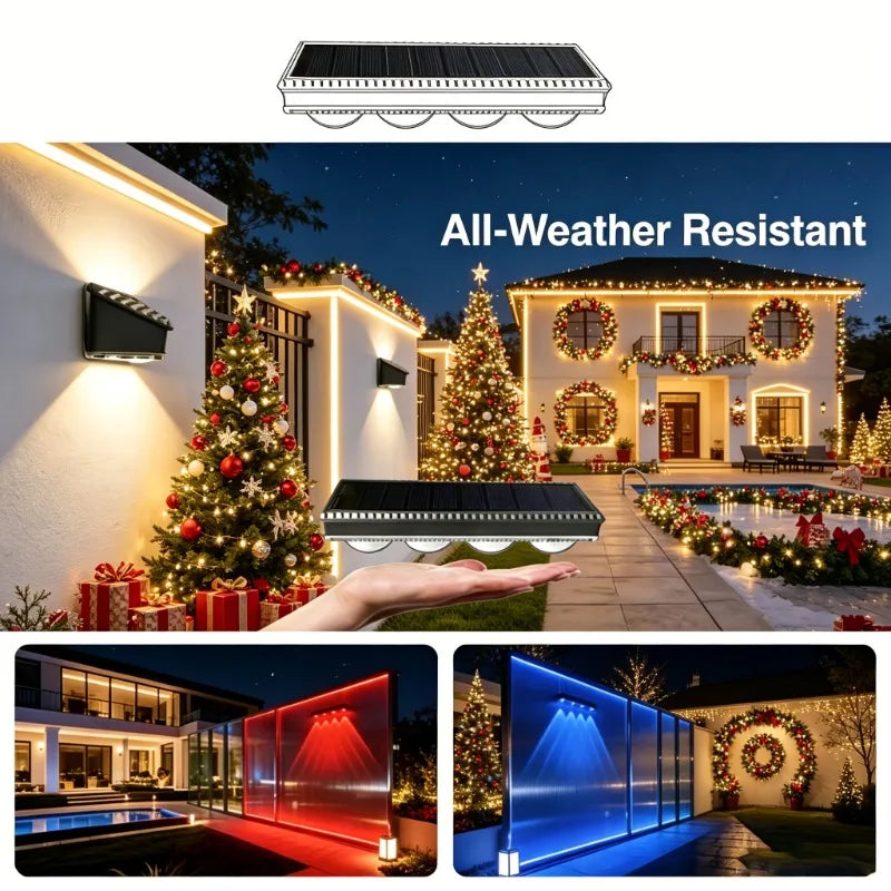 Solar Four Head Outdoor Wall Lights for Garden and Fence