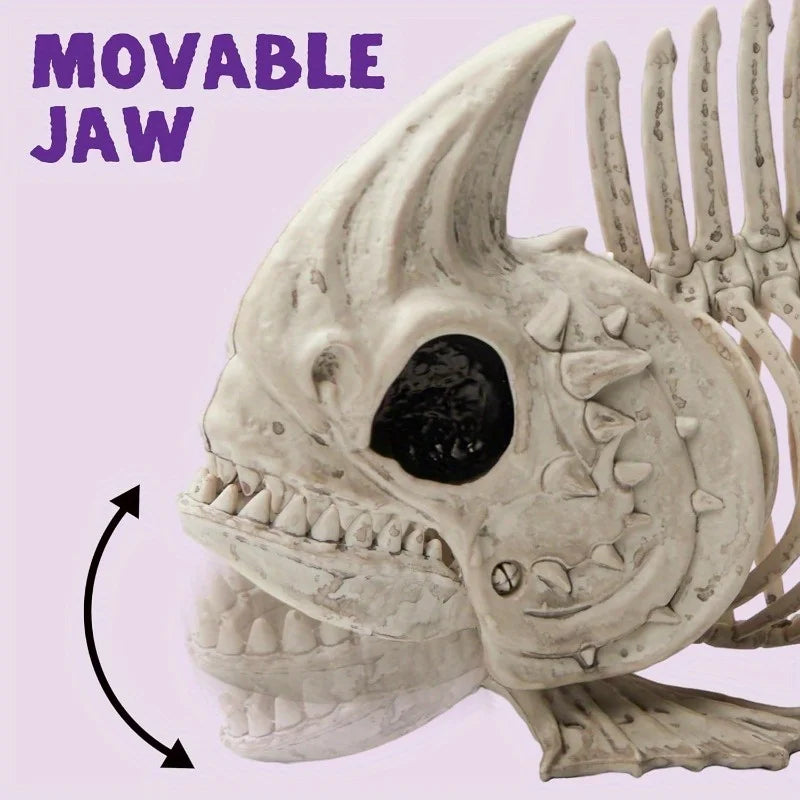 Poseable Halloween Fish Skeleton Decor For Spooky Indoor Outdoor Parties