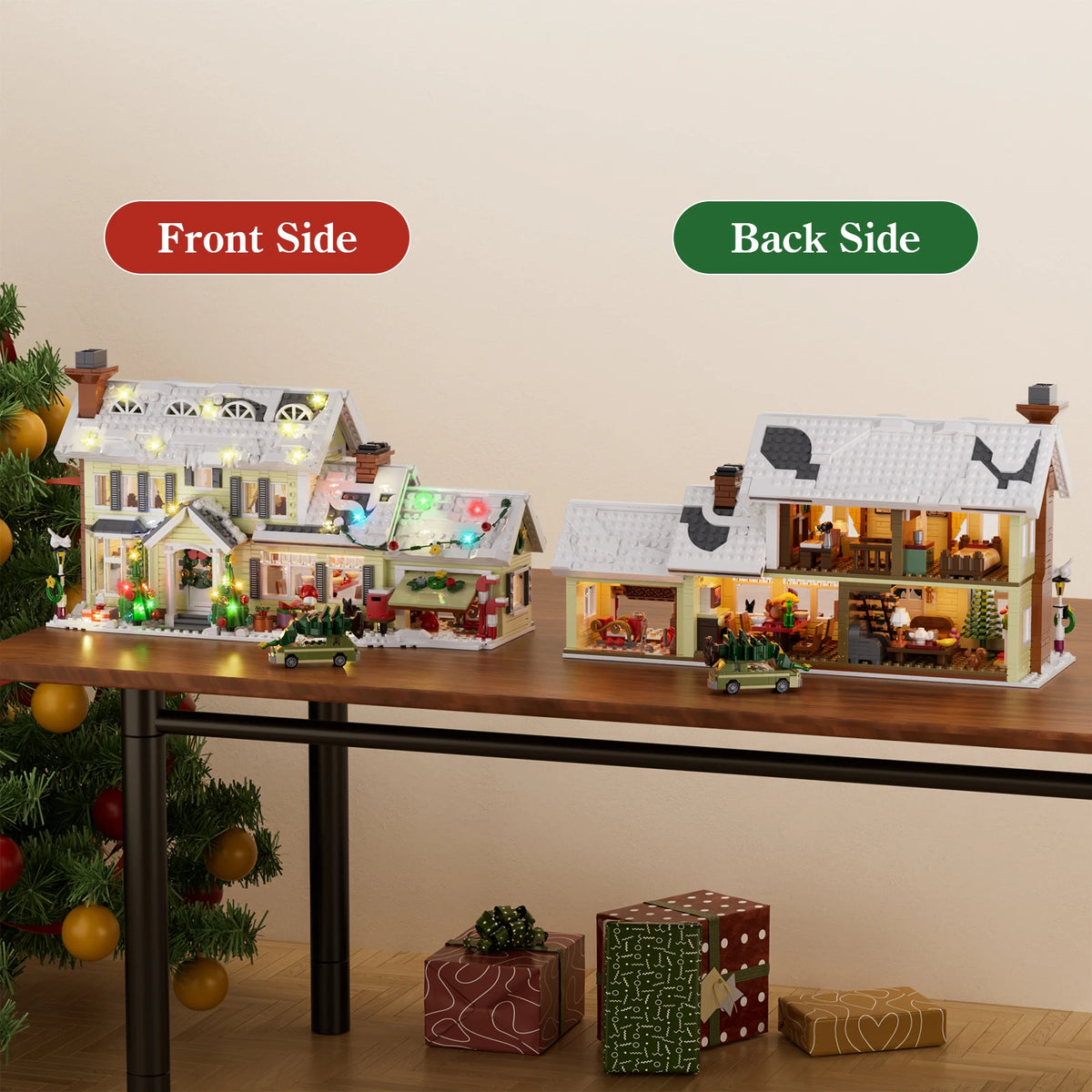 Christmas Snow Village Building Blocks Architecture Model Home Decor