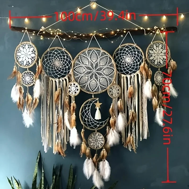 Bohemian Handcrafted Moon Dream Catcher Wall Art Decoration
