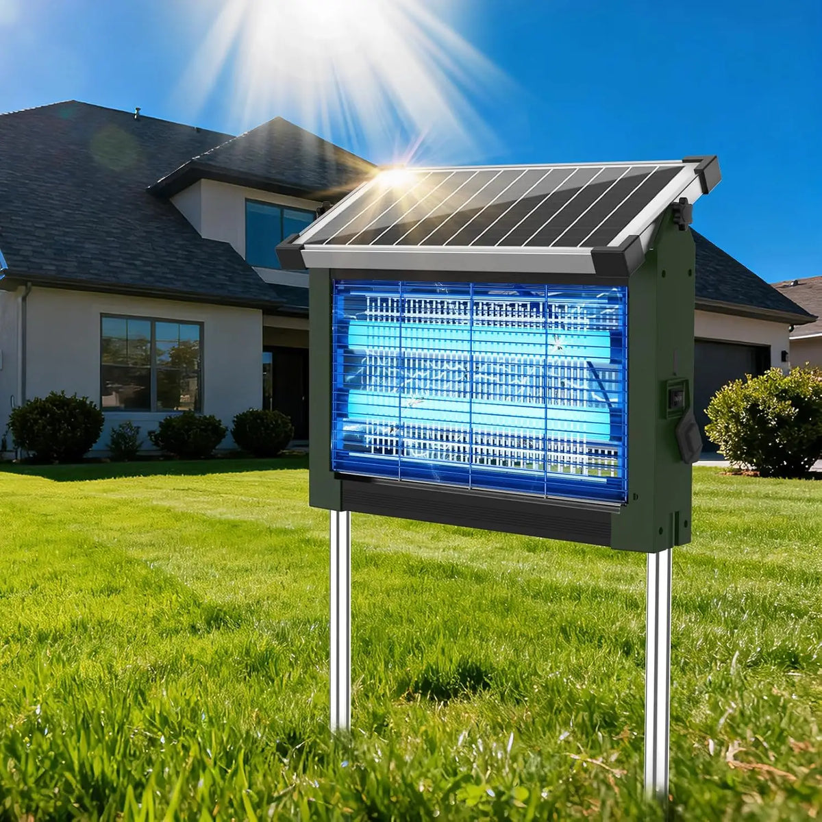 Outdoor Solar Bug Zapper With Panel Sensor For Garden Use