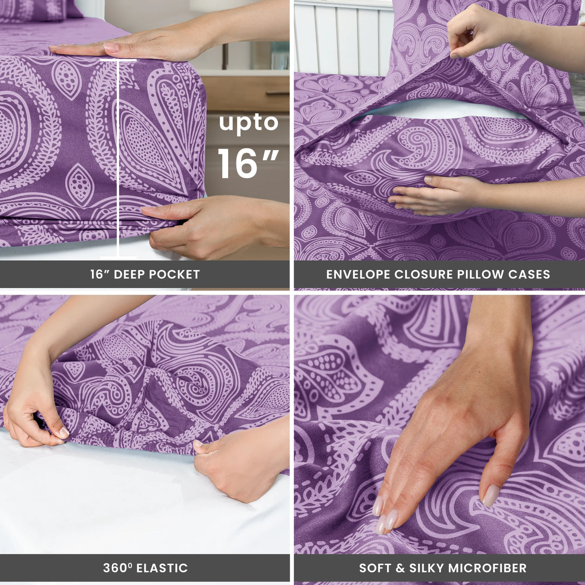 Lux Decor Soft Paisley Wrinkle Resistant Microfiber Bed Sheet Set