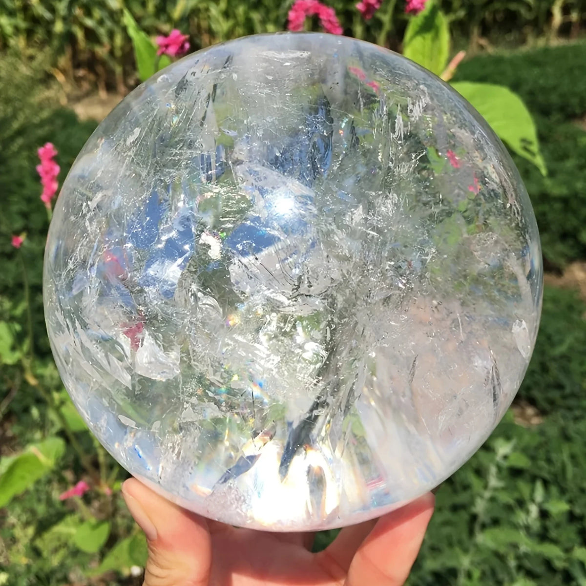 CrystalHola Clear Quartz Sphere For Elegant Home Decor Gifts