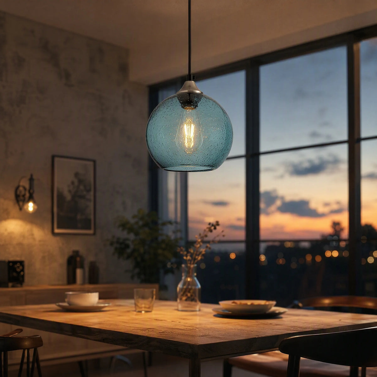 ARLGSITE Starry Night Pendant Light Bubble Glass And Adjustable Height