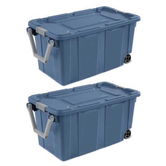 Sterilite Industrial Wheeled Plastic Storage Tote With Secure Lid