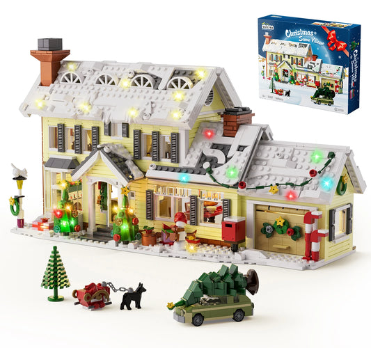 Christmas Snow Village Building Blocks Architecture Model Home Decor
