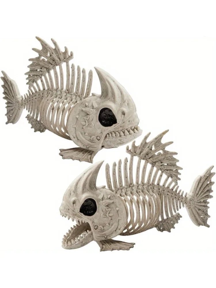 Poseable Halloween Fish Skeleton Decor For Spooky Indoor Outdoor Parties