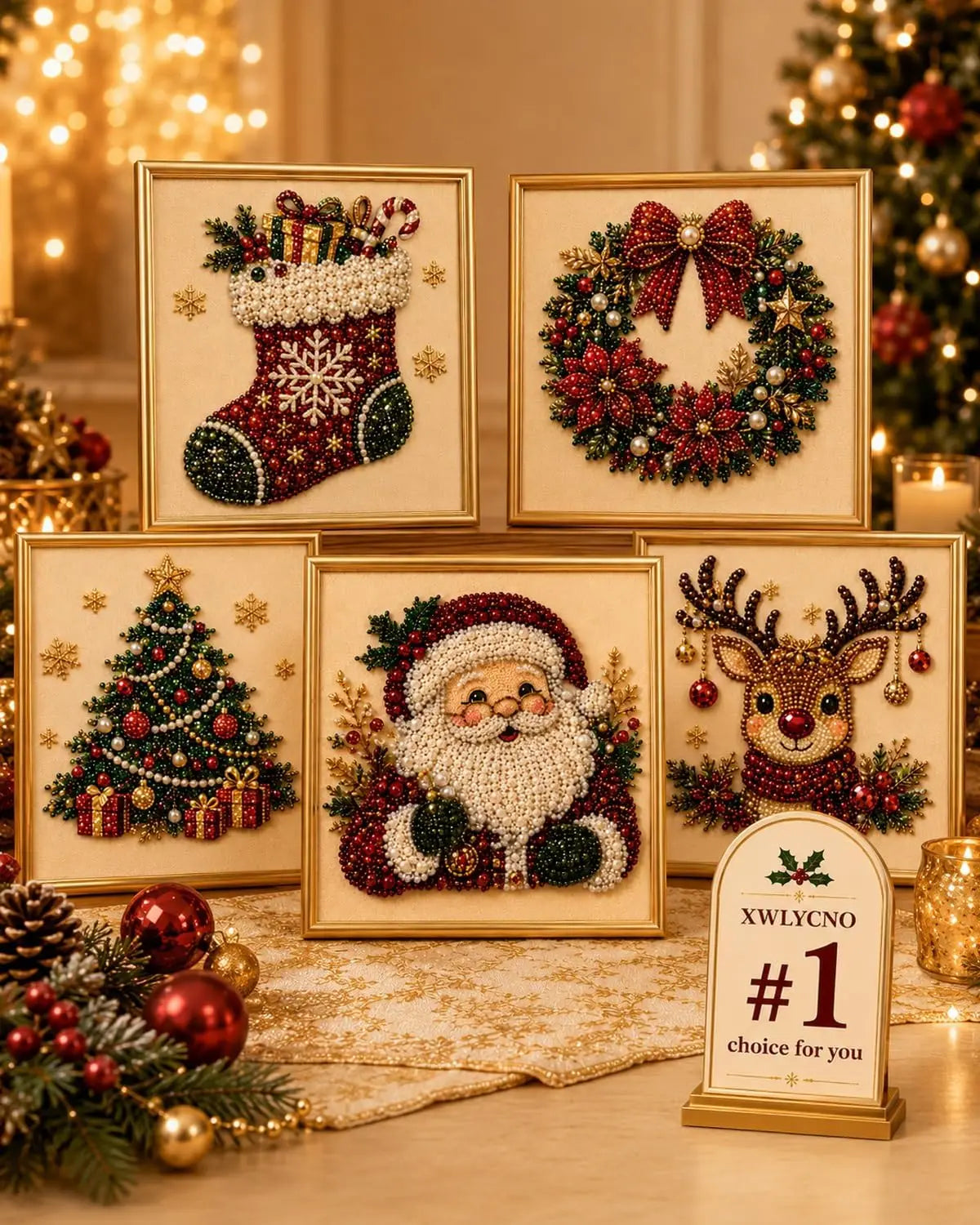 DIY Christmas Pearl Diamond Painting Art Kit With Frame