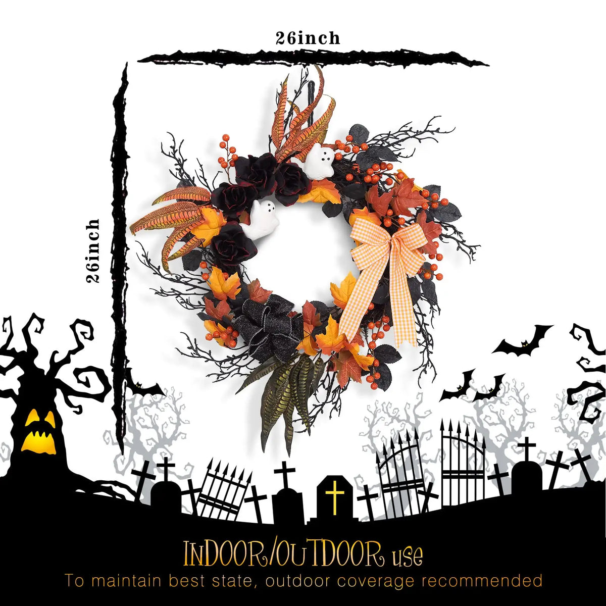 Handcrafted Halloween Rattan Wreath for Seasonal Door and Wall Decor