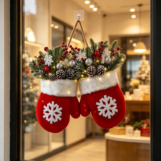 Led Christmas Wreath With Artificial Pine And Red Berries