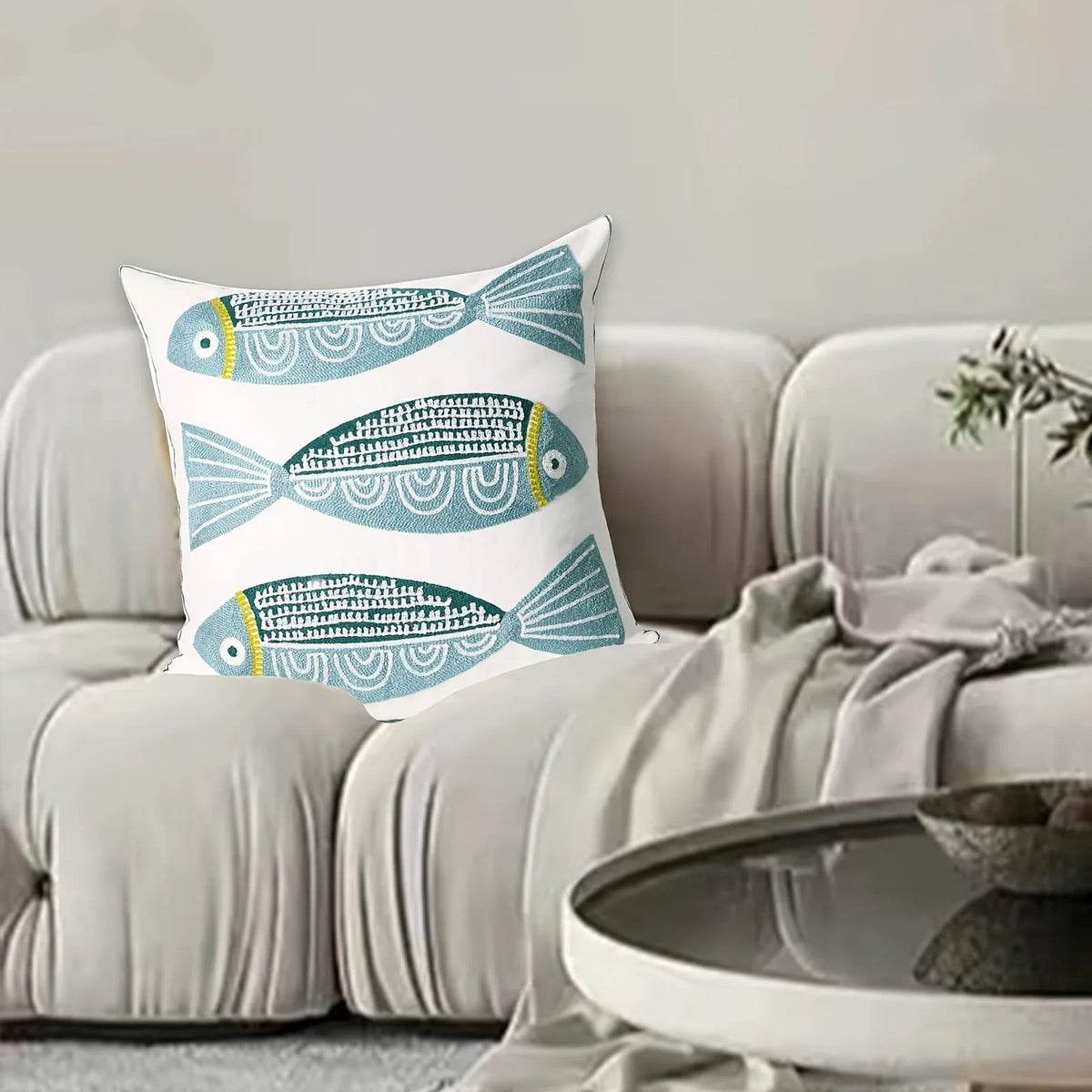 Decorative Embroidered Polyester Throw Pillow Cover For Living Room