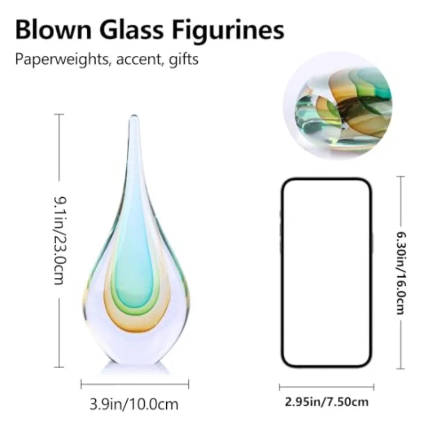 Modern Hand Blown Glass Sculpture Paperweight For Office Desk Decor
