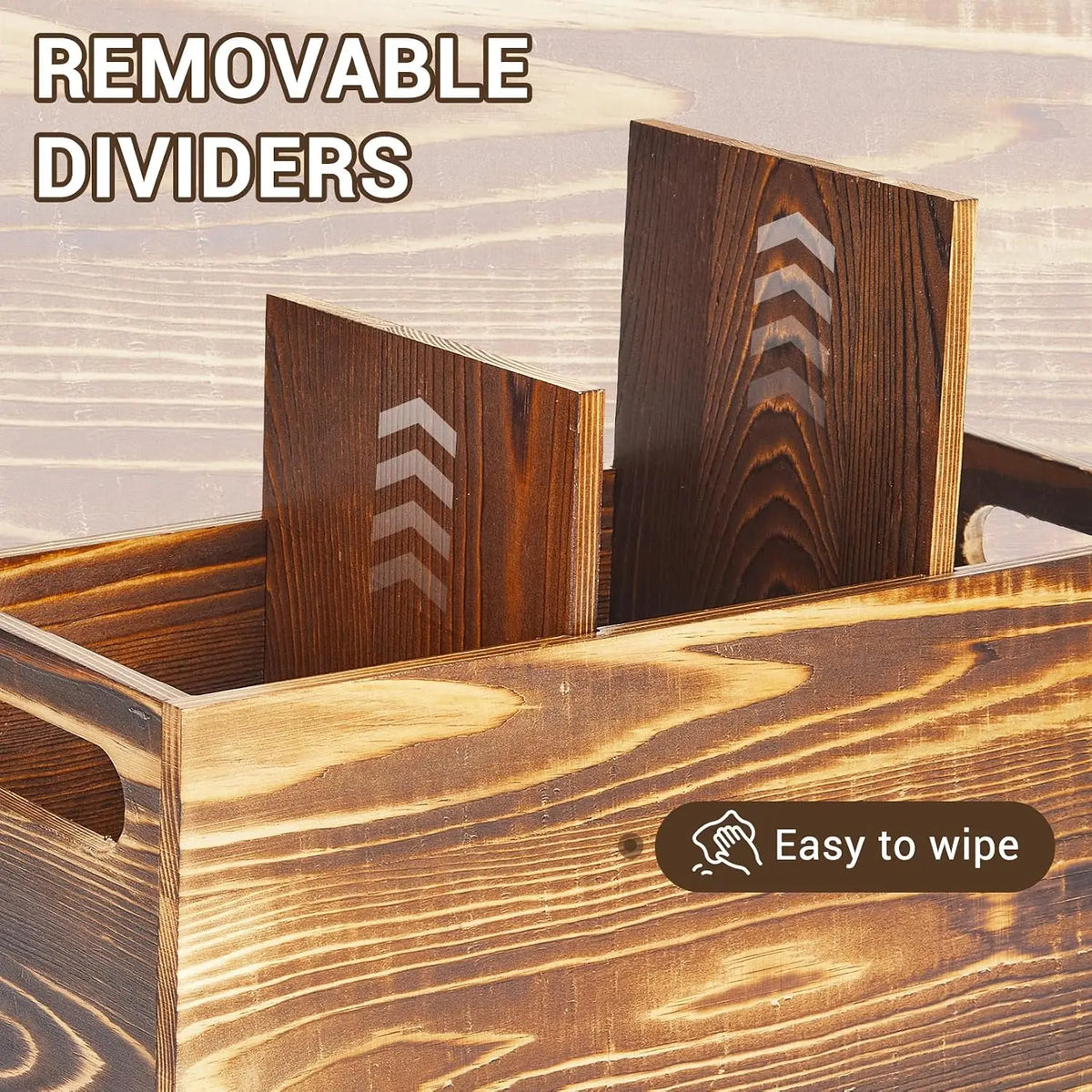 Garvee Rustic Pine Wood Utensil Holder Caddy With Handle