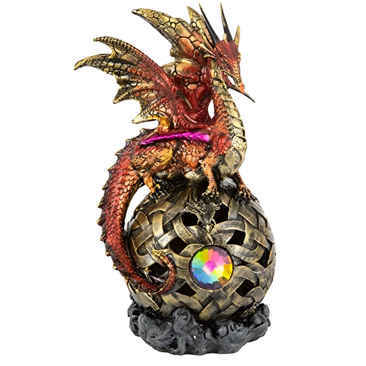 Stealstreet Fantasy Dragon Resin Statue Led Orb Desk Decor