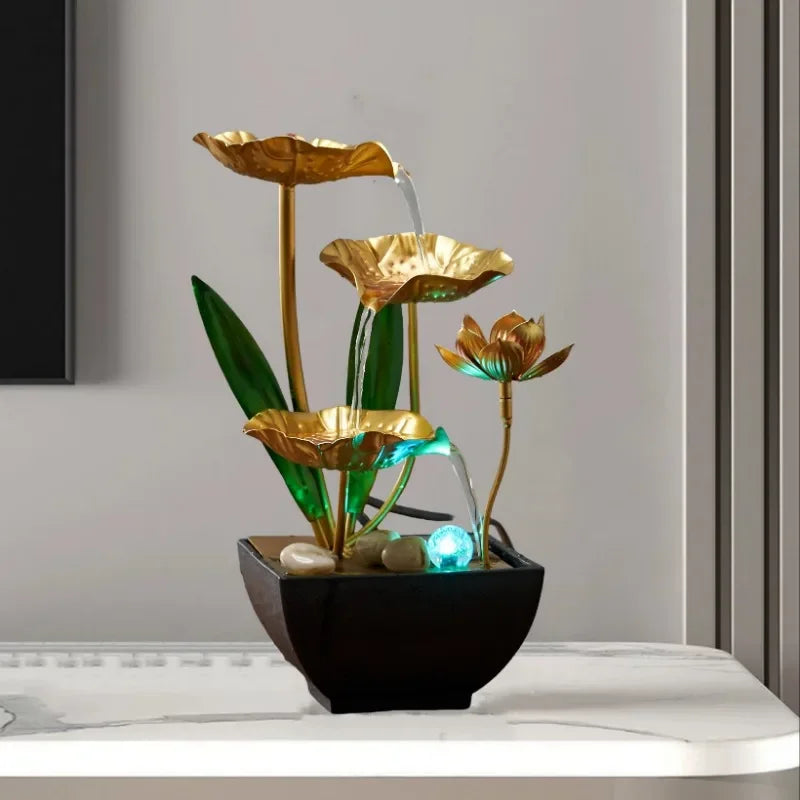 USB Powered Desktop Circulating Water Wealth Ornament for Home Decor