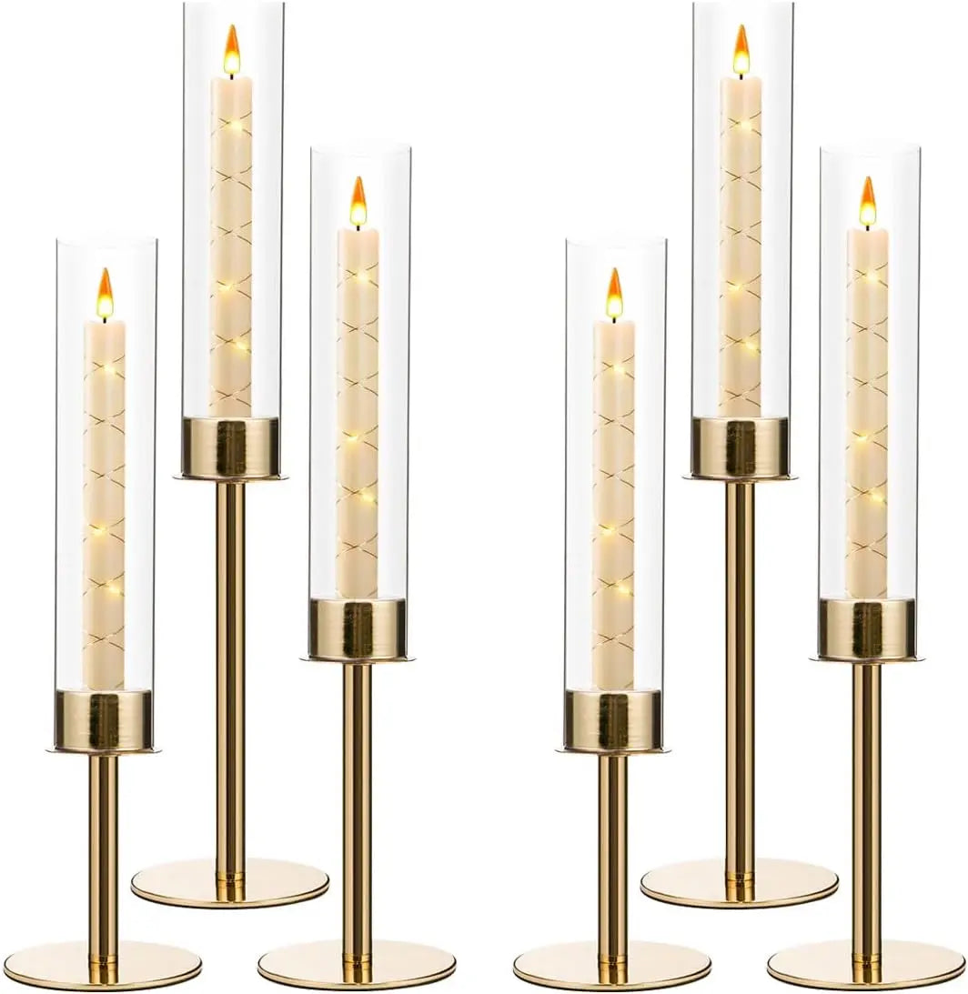 VINCIGANT Tall Metal Acrylic Taper Candle Holders Centerpiece Kit