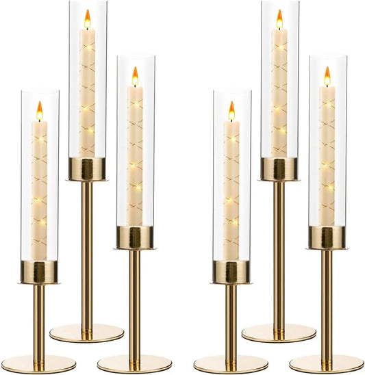 VINCIGANT Tall Metal Acrylic Taper Candle Holders Centerpiece Kit