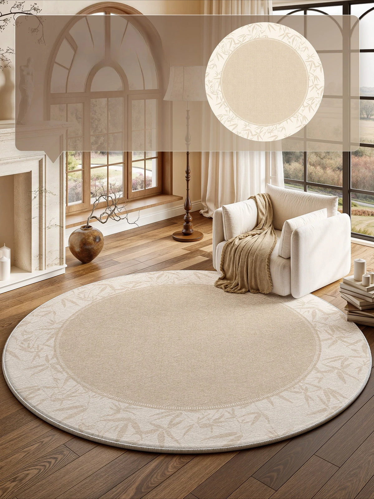 French Style Round Plush Carpet For Bedroom And Living Room