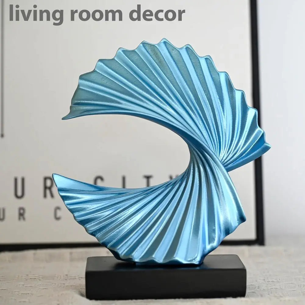 Abstract Ocean Wave Resin Sculpture Art Deco Home Tabletop Decor