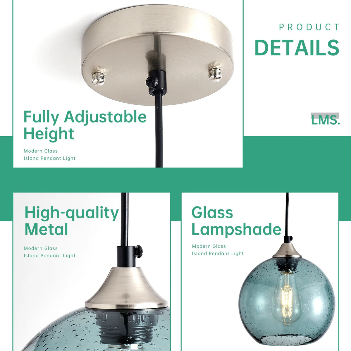 ARLGSITE Starry Night Pendant Light Bubble Glass And Adjustable Height