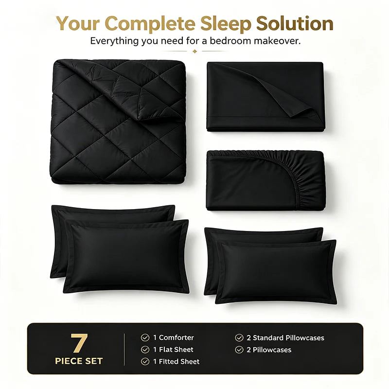 EasYum Soft Brushed Polyester Comforter And Sheets Bedding Set