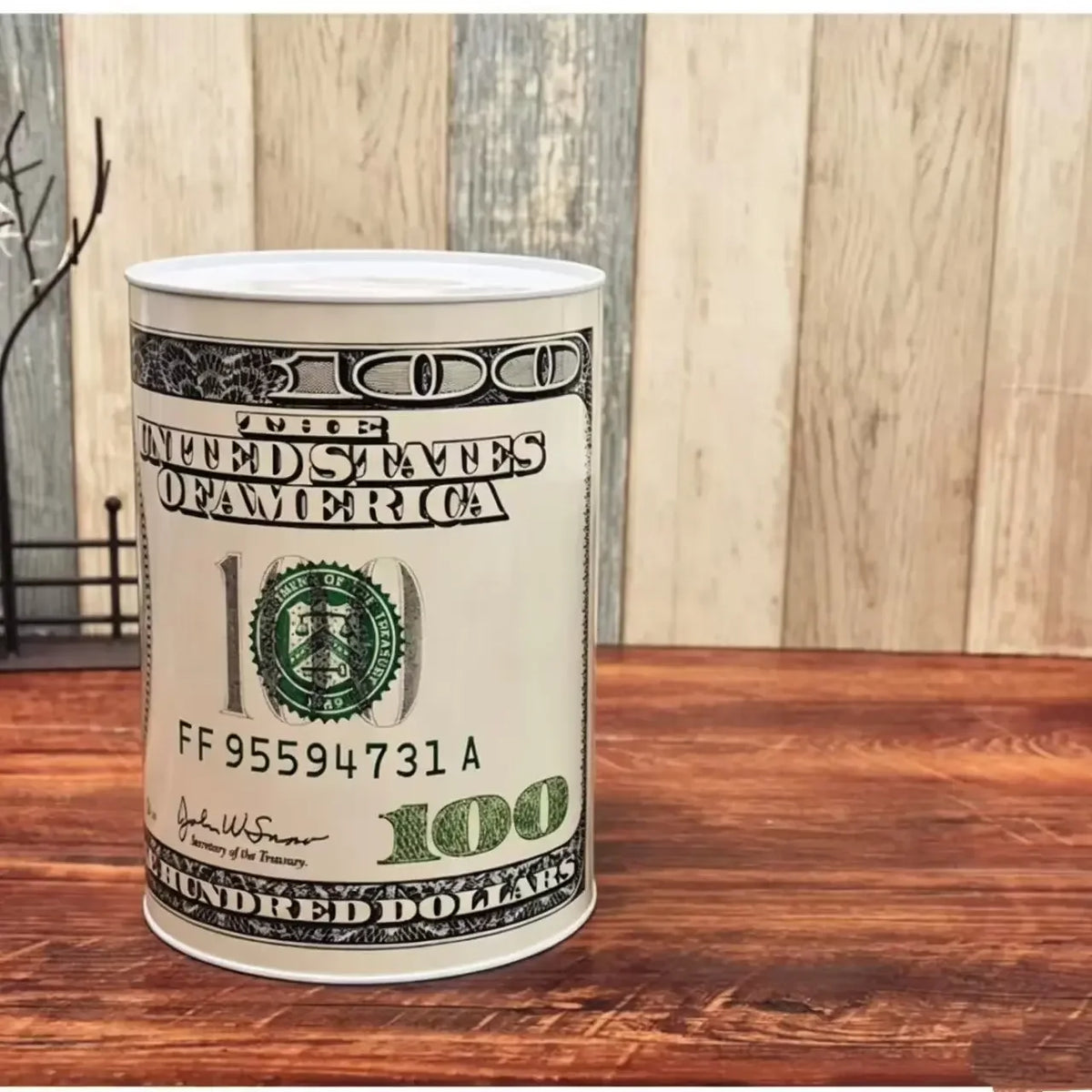 Matte Alloy Dollar Pattern Storage Tank For Home Decor