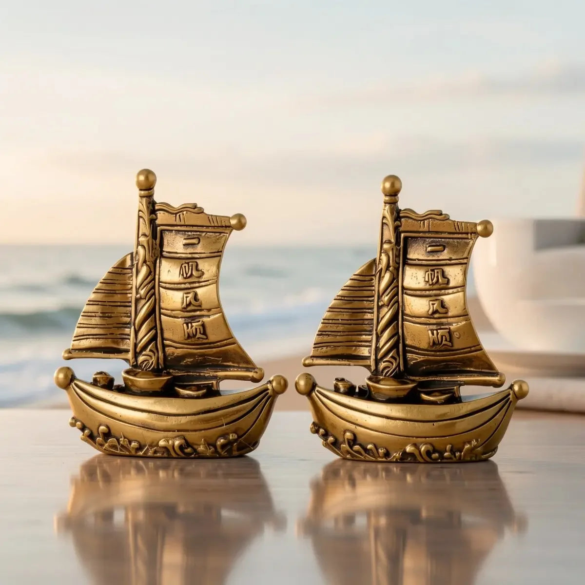 Feng Shui Lucky Sailboat Alloy Mini Ornament For Desk Display