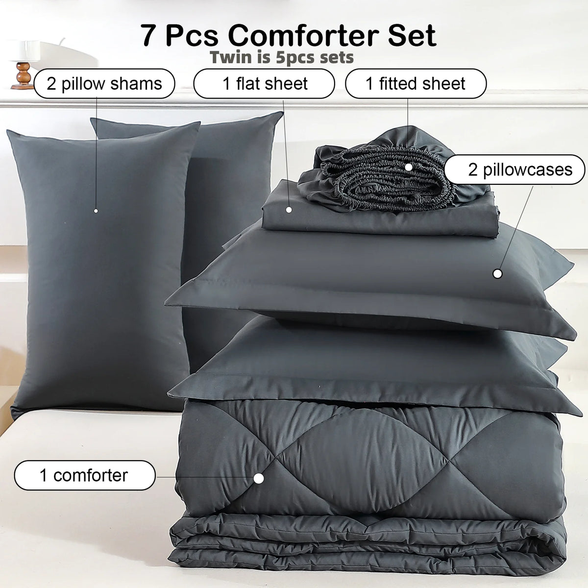 EasYum Soft Brushed Polyester Comforter And Sheets Bedding Set