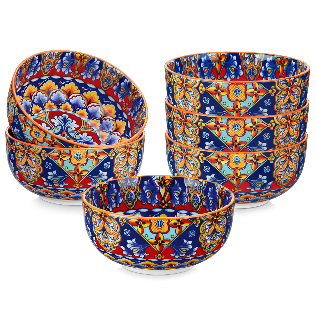 Malacasa Bohemian Style Ceramic Cereal Bowls Set For Breakfast