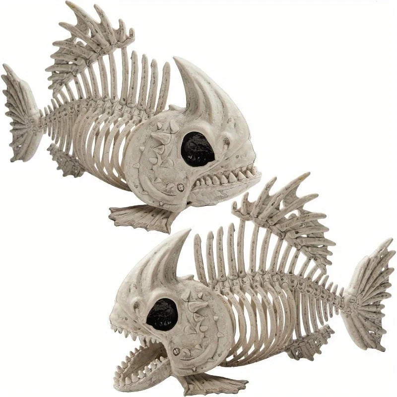 Poseable Halloween Fish Skeleton Decor For Spooky Indoor Outdoor Parties